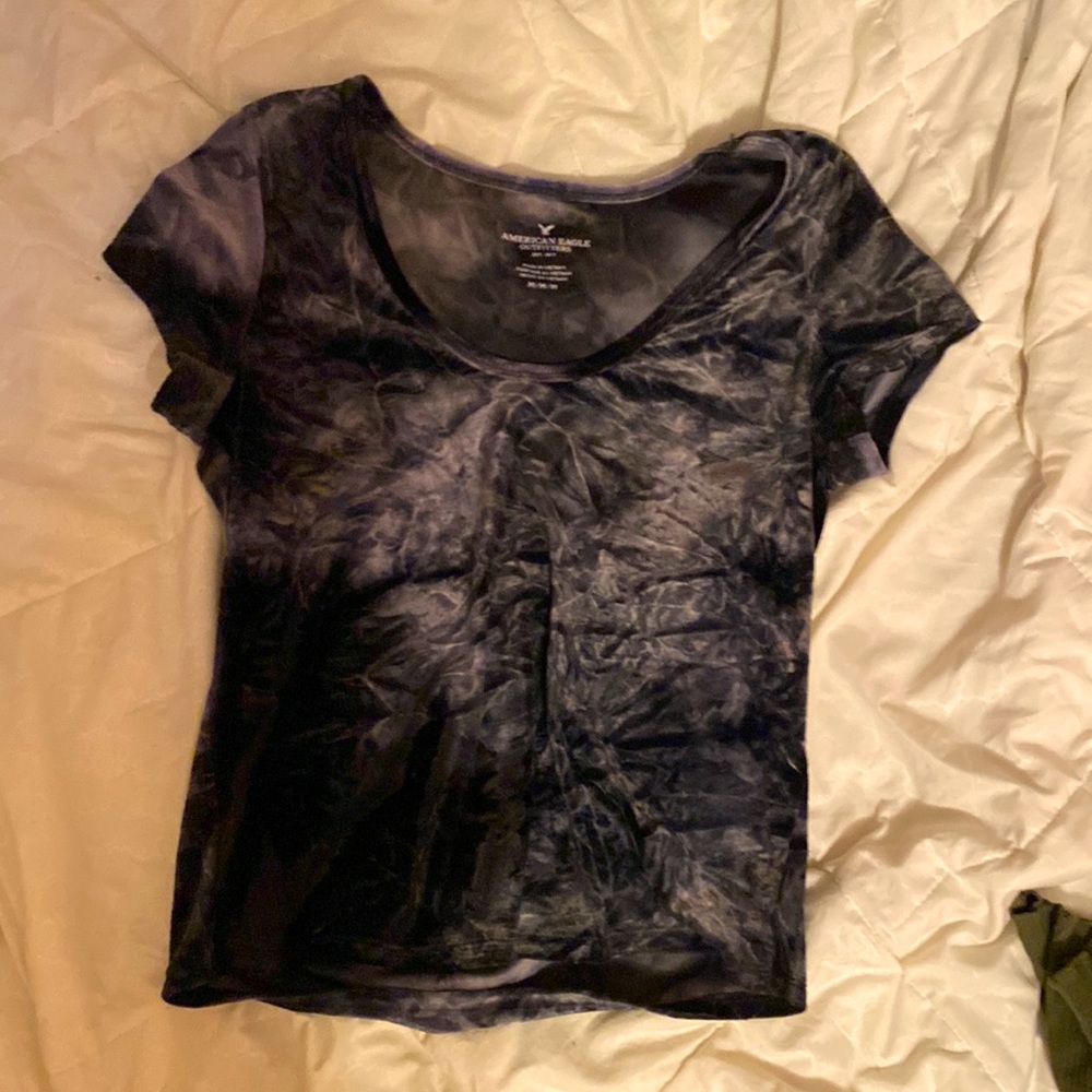 Blue/Gray american eagle velvet tee shirt